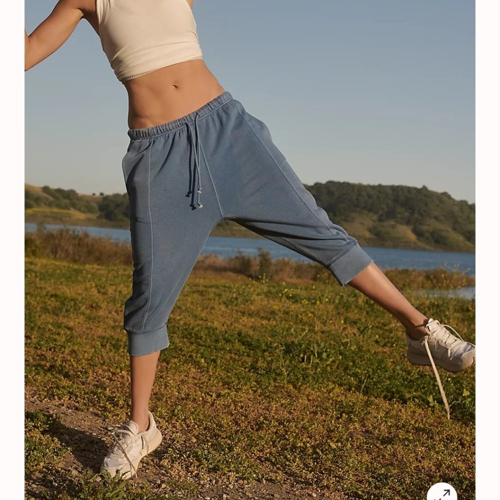 Free People Movement Best Of Cropped Blue Joggers NWT